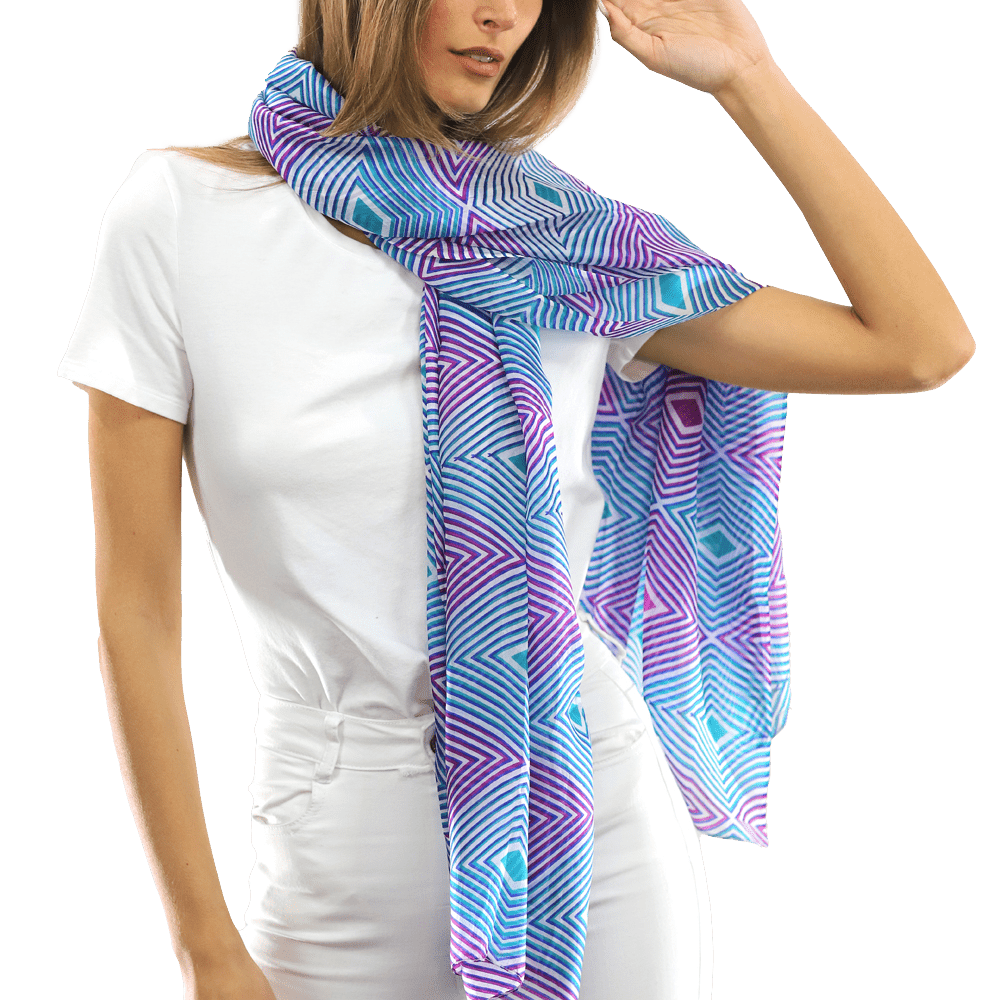 Geometric Diamond Silk Scarf - Silk Scarf - La Fiorentina, Fuschia