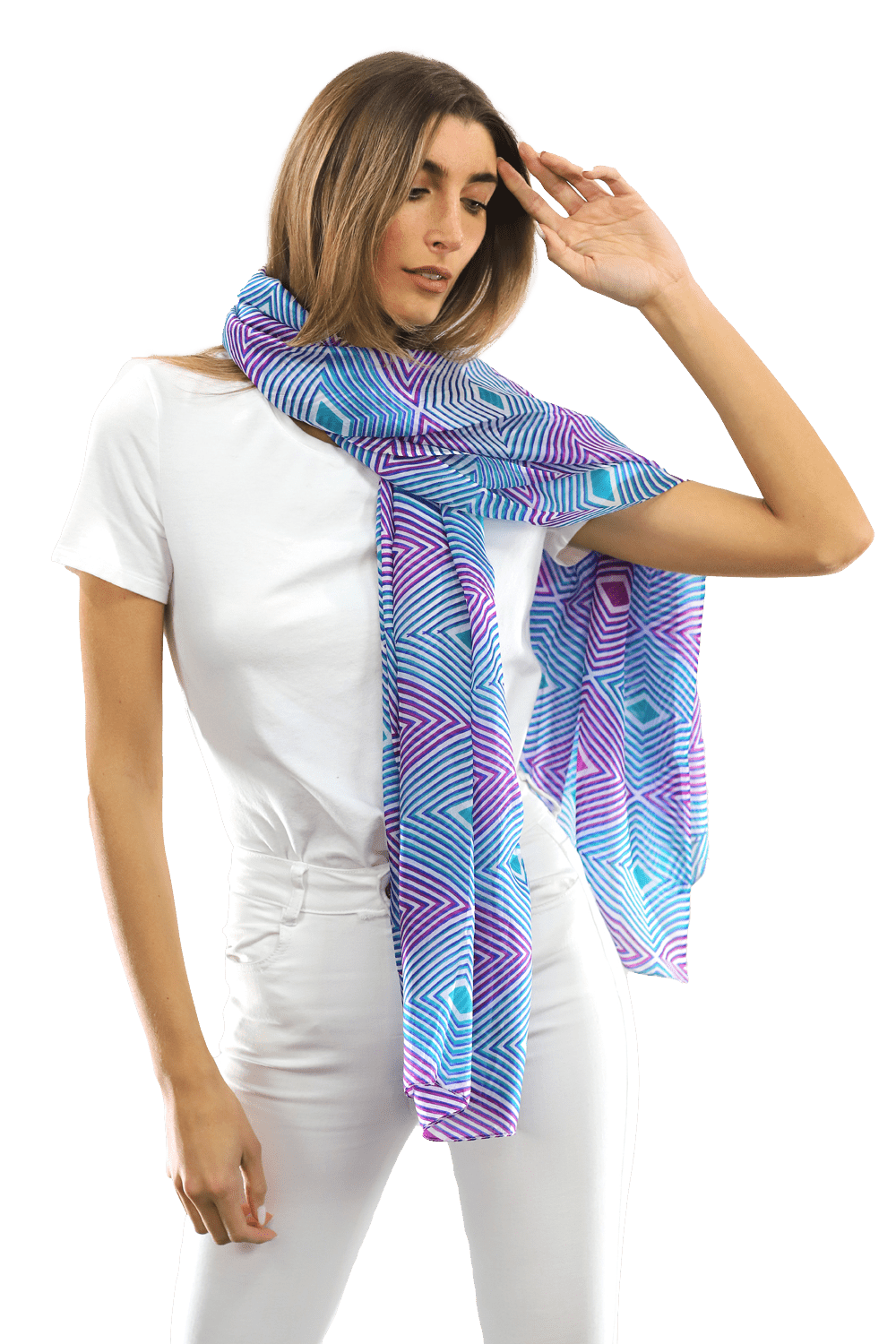 Geometric Diamond Silk Scarf - Silk Scarf - La Fiorentina, Fuschia