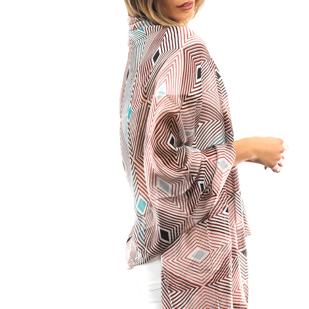 Geometric Diamond Silk Scarf - Silk Scarf - La Fiorentina, Black/Brown