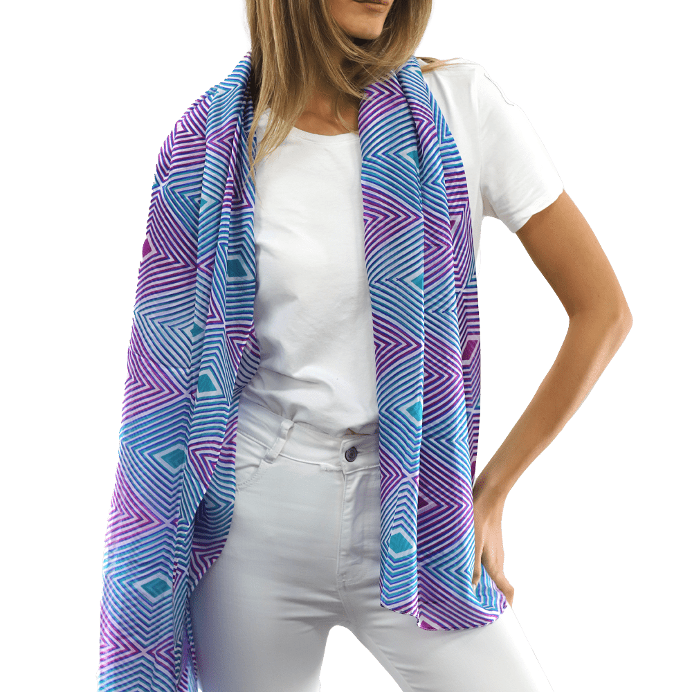 Geometric Diamond Silk Scarf - Silk Scarf - La Fiorentina, Fuschia