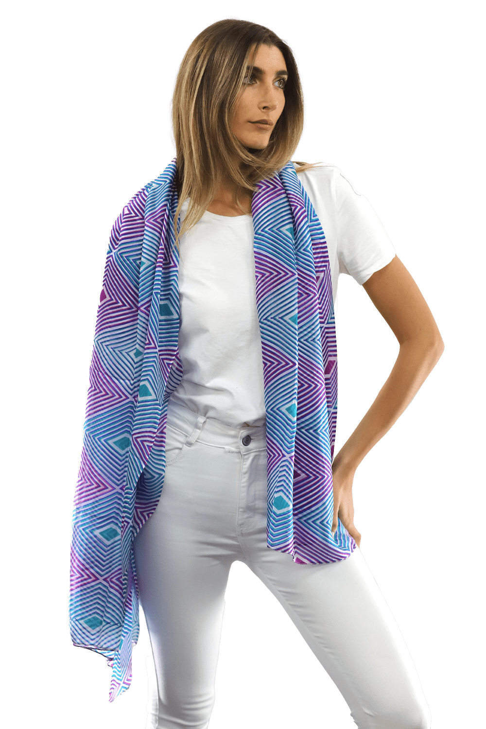 Geometric Diamond Silk Scarf - Silk Scarf - La Fiorentina, Fuschia