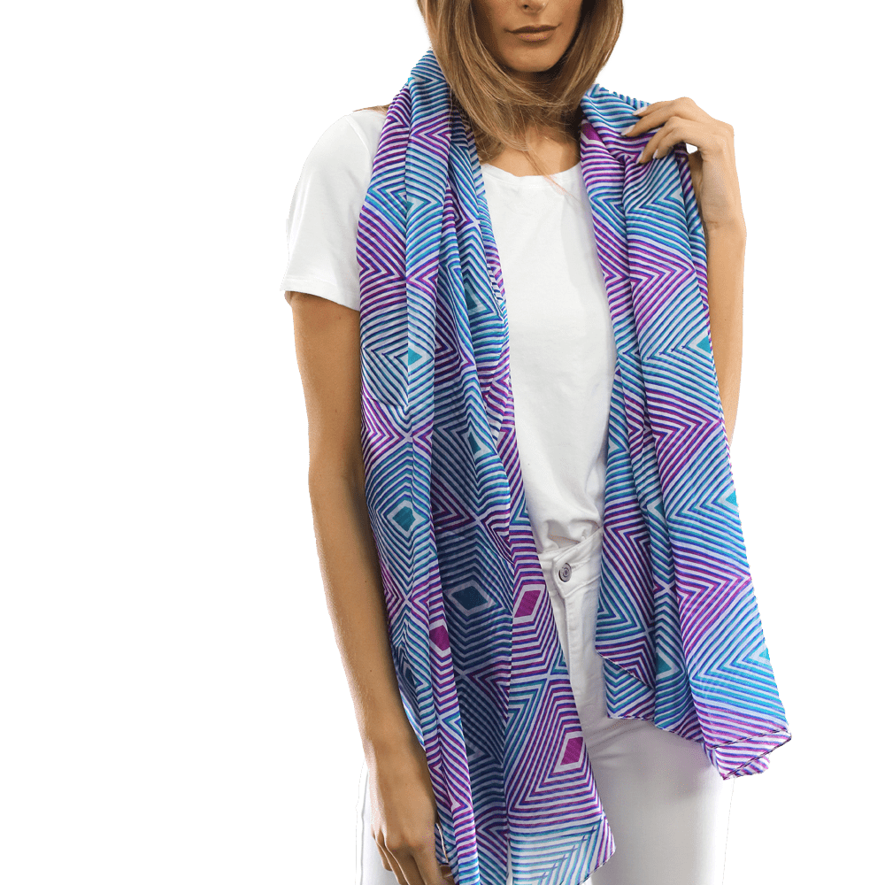 Geometric Diamond Silk Scarf - Silk Scarf - La Fiorentina, Fuschia