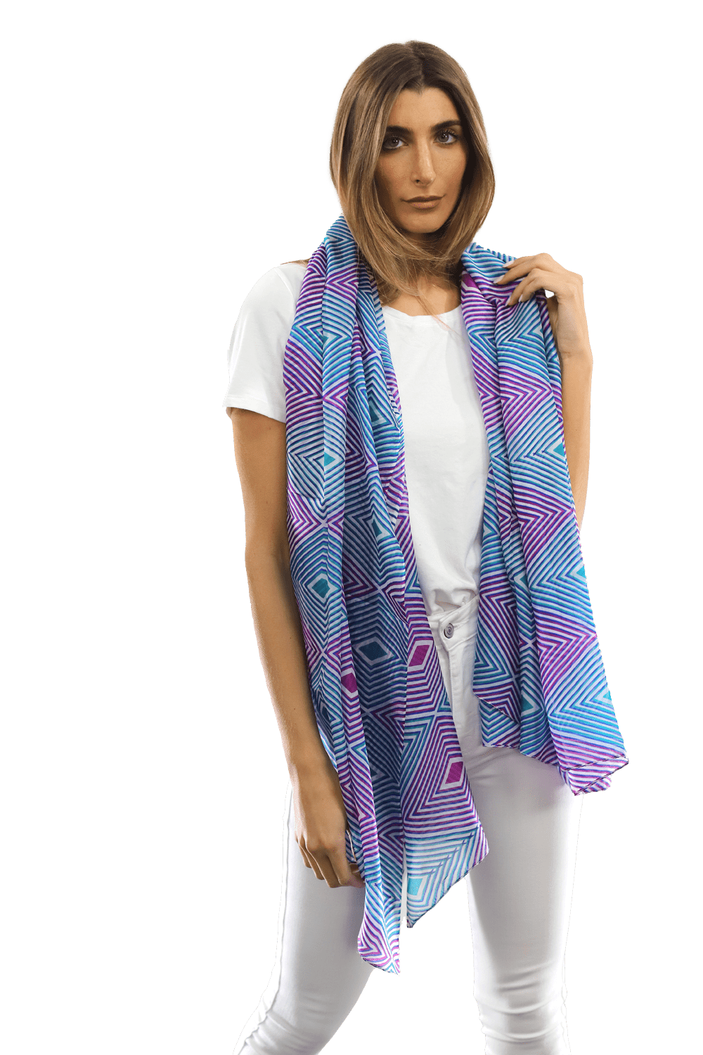 Geometric Diamond Silk Scarf - Silk Scarf - La Fiorentina, Fuschia