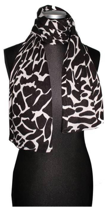 Giraffe Print Scarf and Glove Set-Black/White - Set - La Fiorentina 9001G