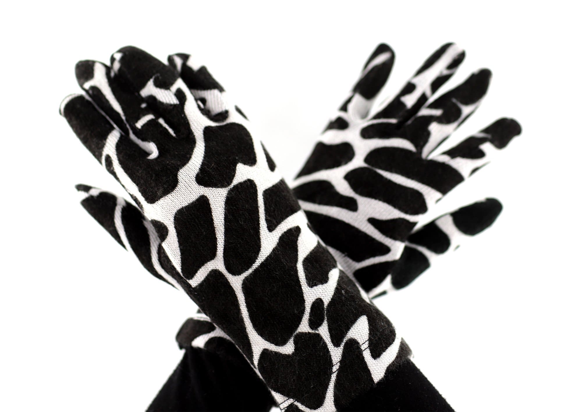 Giraffe Print Scarf and Glove Set-Black/White - Set - La Fiorentina 9001G