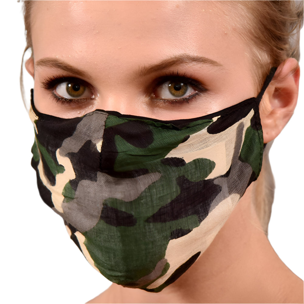 Green/Black Camo Print Face Mask - face-mask - La Fiorentina MASK#3