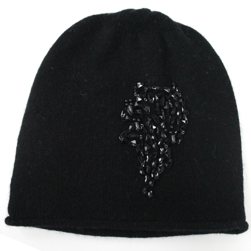 Hat with Jewel Stone Detail-Black - Hat - La Fiorentina 14WTY-090HAT