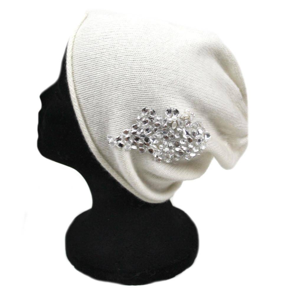 Hat with Jewel Stone Detail-Ivory - Hat - La Fiorentina 14WTY-090HAT
