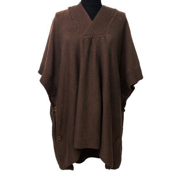 Hooded Poncho With Button Detail - Set of 3 - Ruana - La Fiorentina NF020806BB_Black