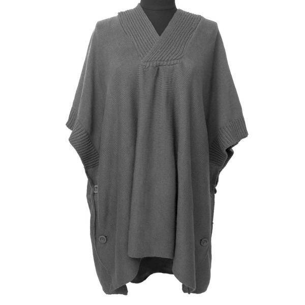 Hooded Poncho With Button Detail - Set of 3 - Ruana - La Fiorentina NF020806BB_Black