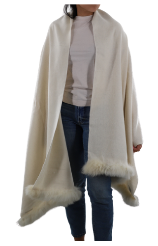 Wrap with fox border - TYN-1408 - Fur Wrap - La Fiorentina