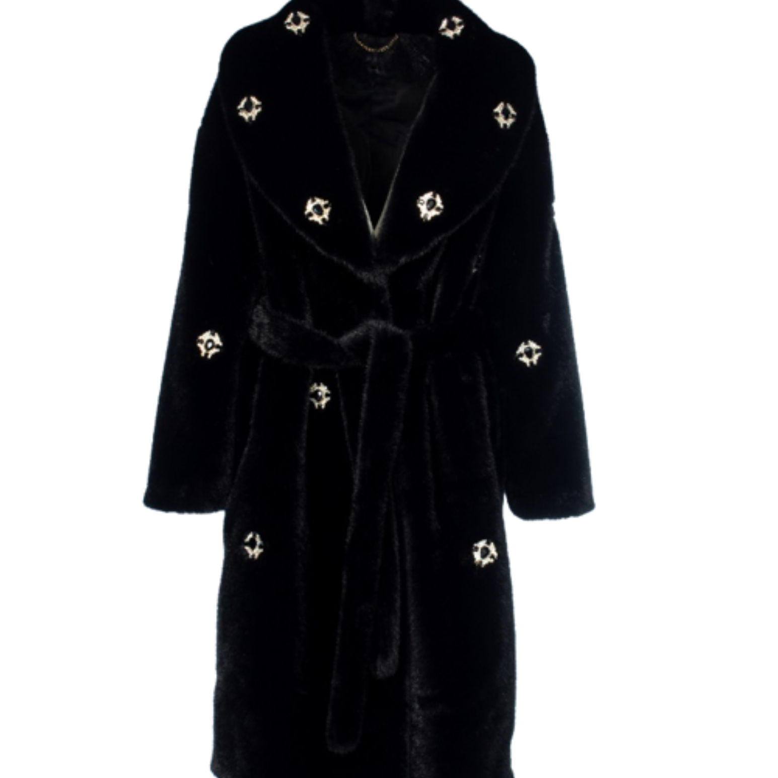 Faux Fur Coat with Jewels (237-CAM26904) - Outerwear - La Fiorentina