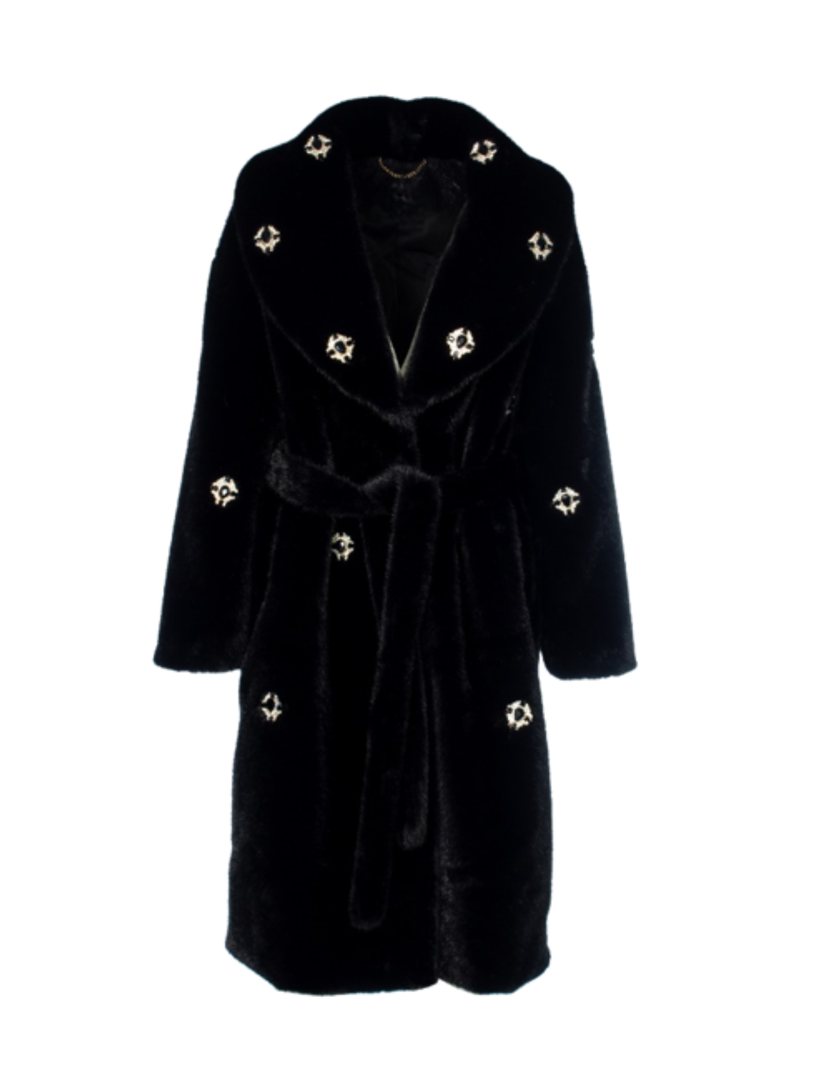 Faux Fur Coat with Jewels (237-CAM26904) - Outerwear - La Fiorentina
