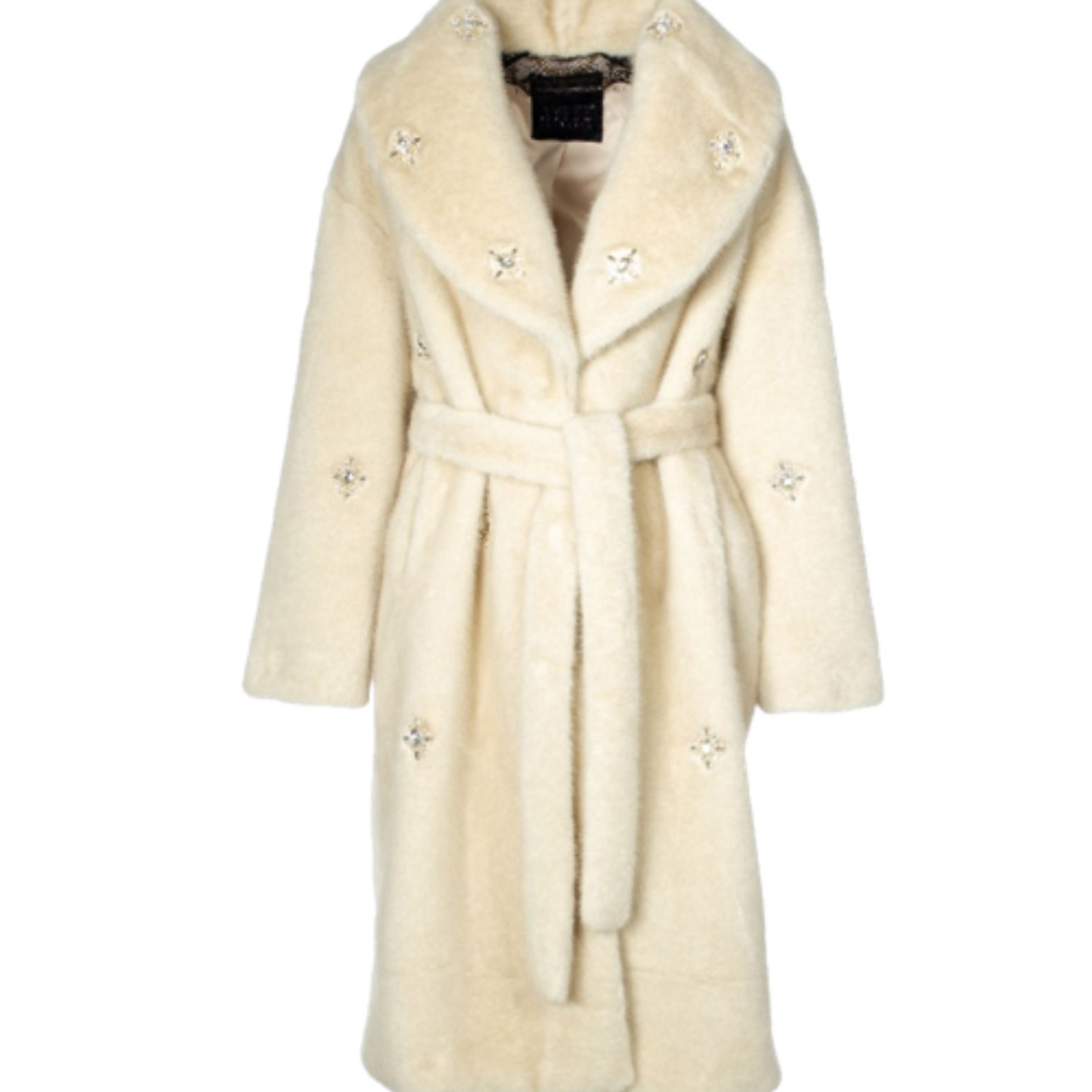Faux Fur Coat with Jewels (237-CAM26904) - Outerwear - La Fiorentina