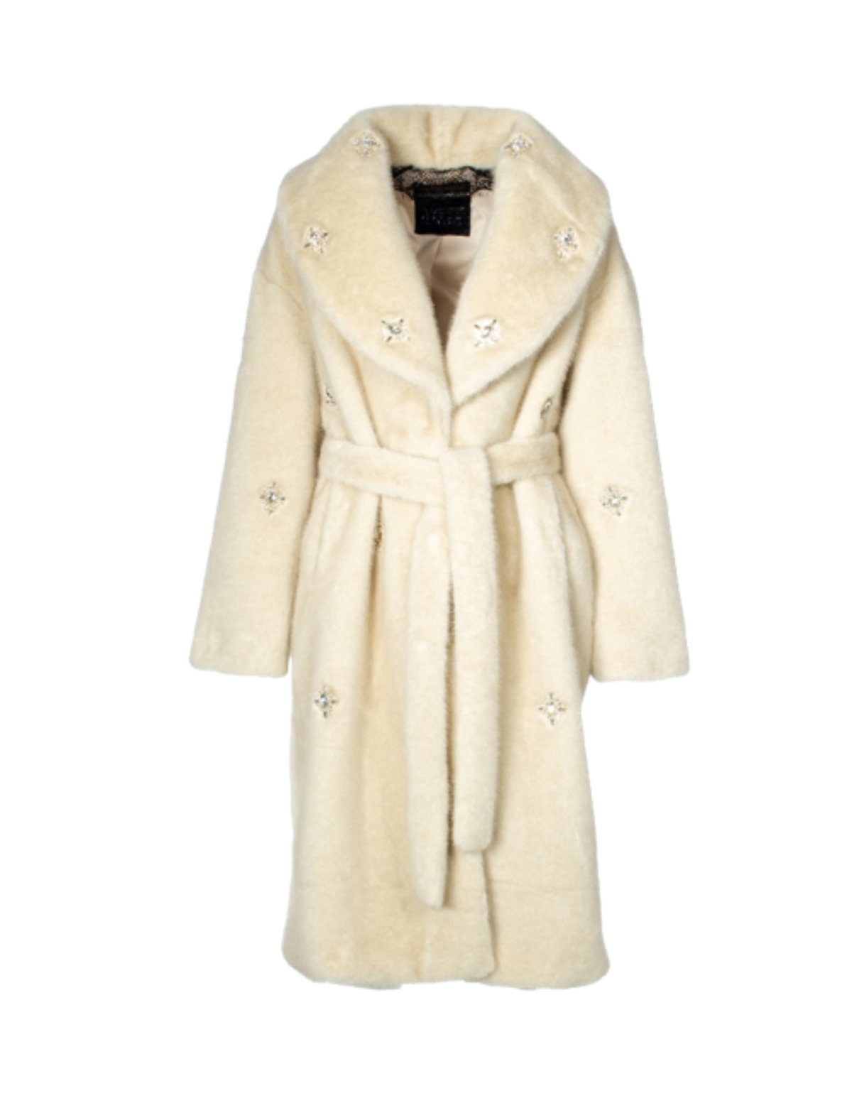 Faux Fur Coat with Jewels (237-CAM26904) - Outerwear - La Fiorentina