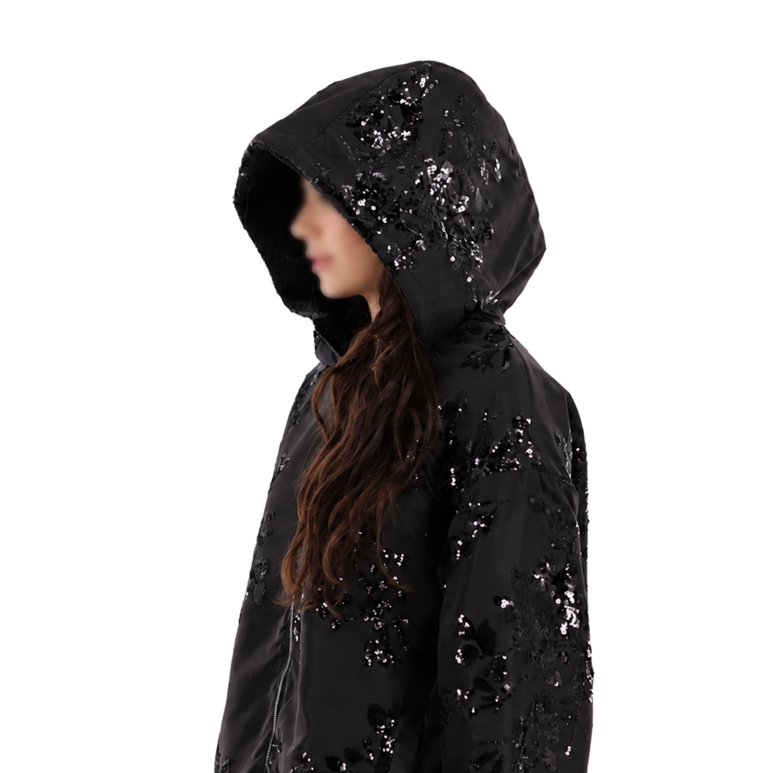 Jacket with Sequin Detail + Sherpa Lining w/ Hood (AF-2602) - Outerwear - La Fiorentina