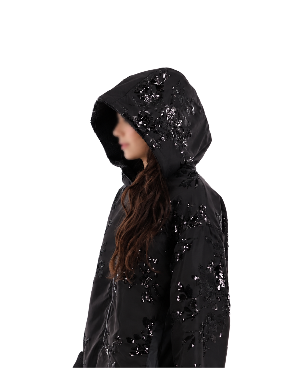Jacket with Sequin Detail + Sherpa Lining w/ Hood (AF-2602) - Outerwear - La Fiorentina