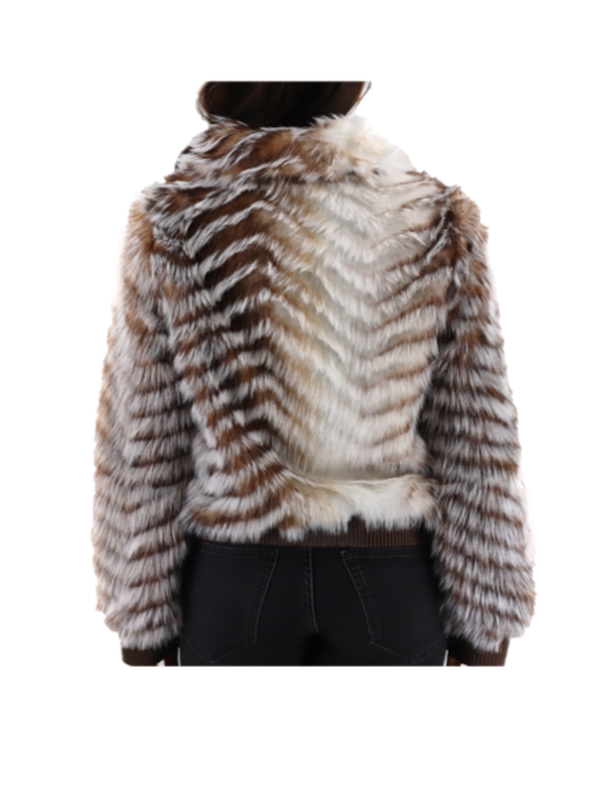 Striped Faux Fur Cropped Jacket (AF-02-2026) - Outerwear - La Fiorentina
