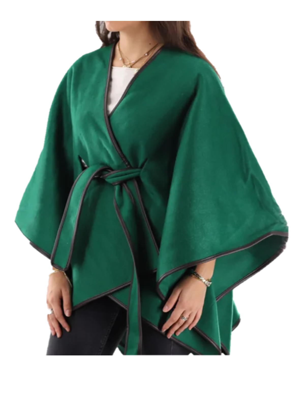 Cape with PU Leather piping  - TNF2611