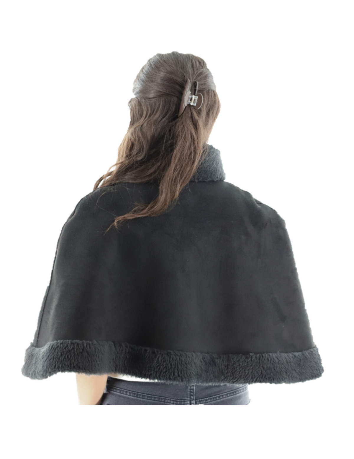 Faux Fur Trim Reversible Capelet  - FC2630