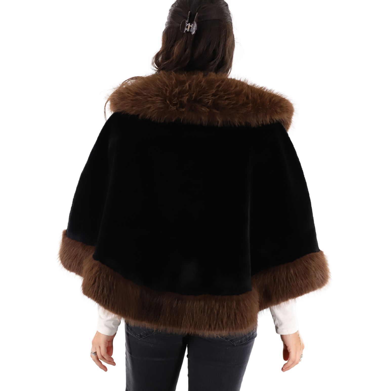 Faux fur trim reversible cape (FC2629) - Cape - La Fiorentina