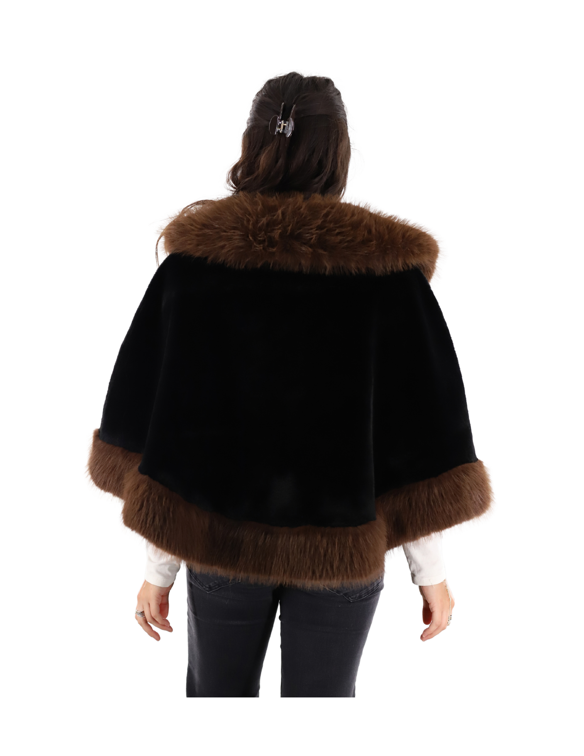 Faux fur trim reversible cape (FC2629) - Cape - La Fiorentina