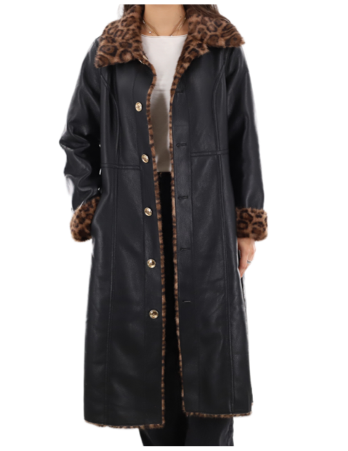 Reversible Leopard Leather Coat (516-CAM26861) - Outerwear - La Fiorentina