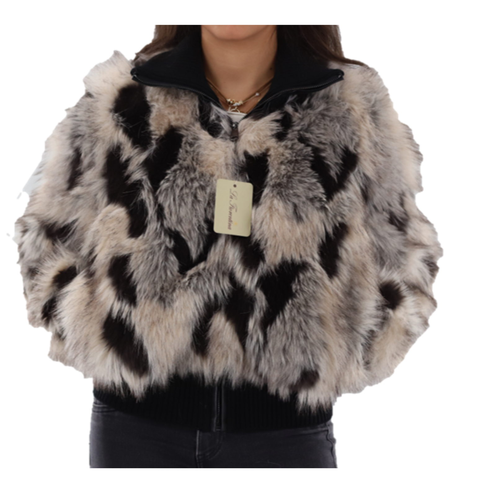 Multi Faux Fur Cropped Jacket ( 5TXA4094 ) -  - La Fiorentina