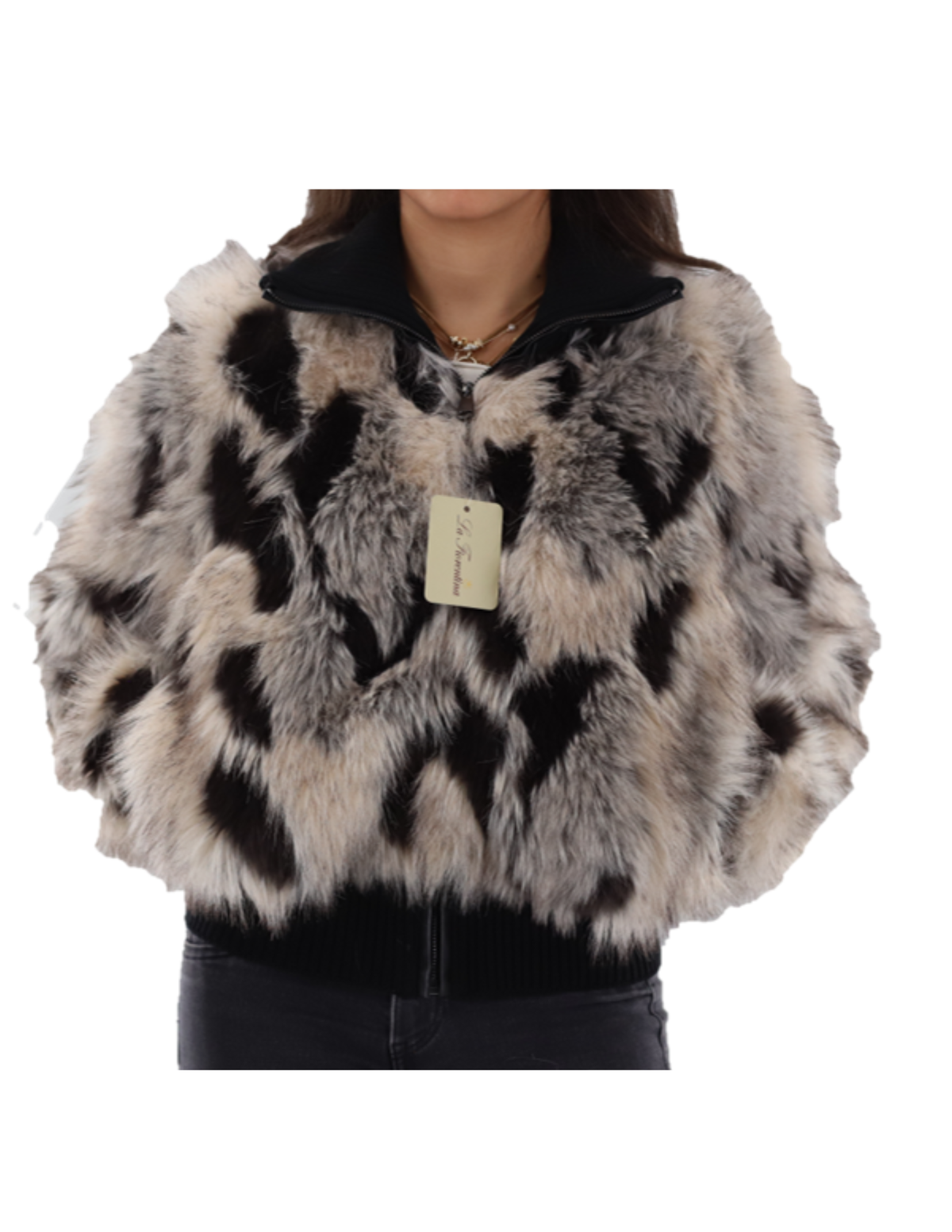 Multi Faux Fur Cropped Jacket ( 5TXA4094 ) -  - La Fiorentina