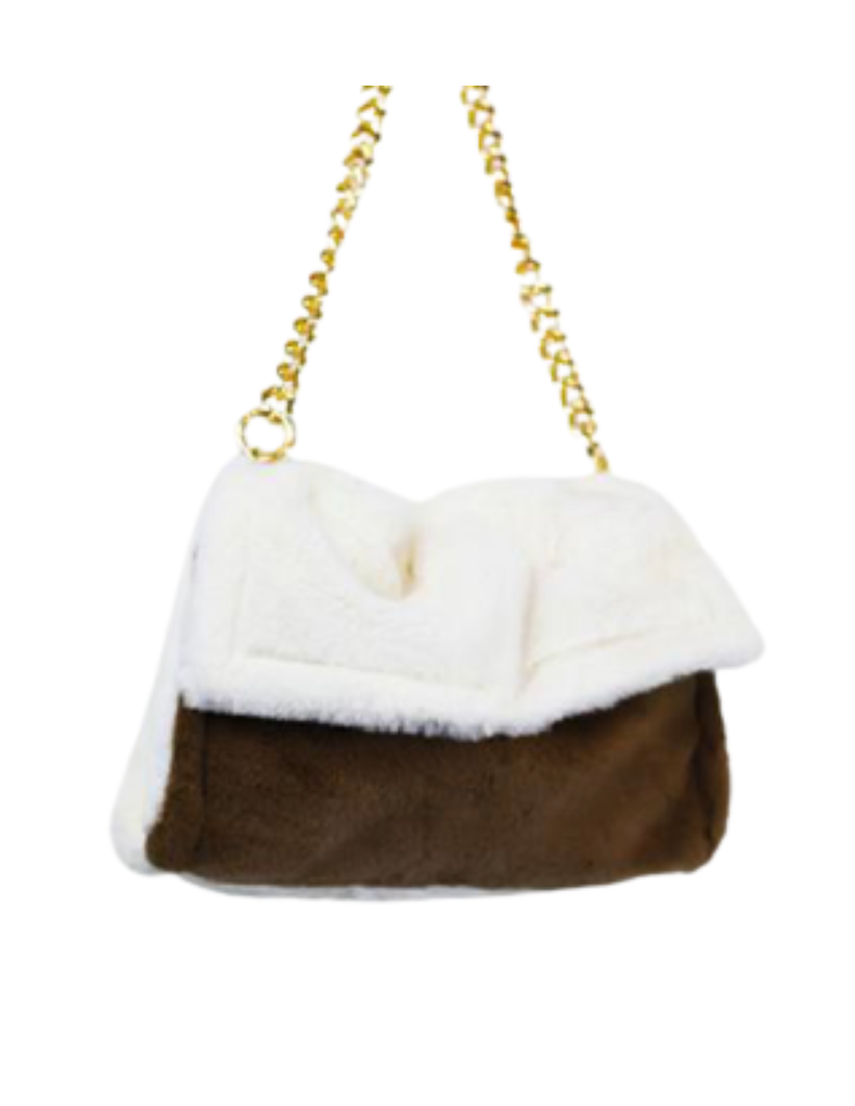 Two Tone Faux Fur Bag - White/Camel