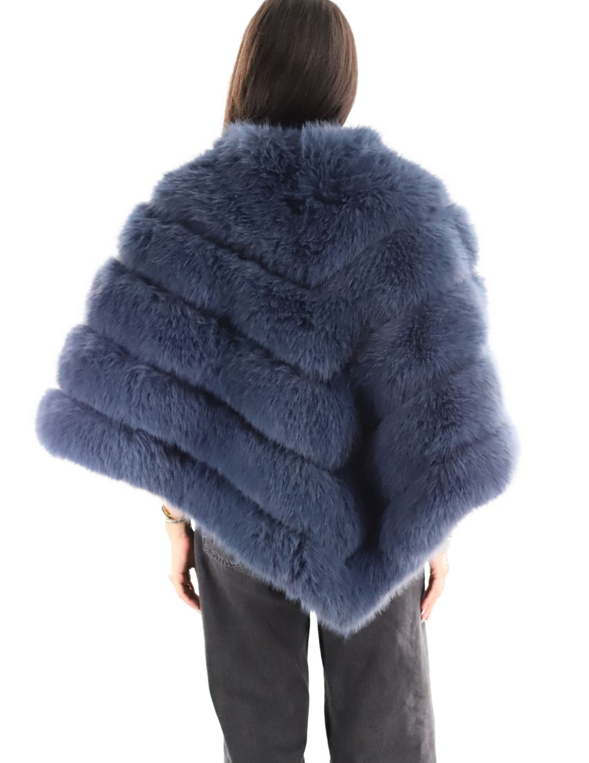 Faux Fur Poncho with Zipper