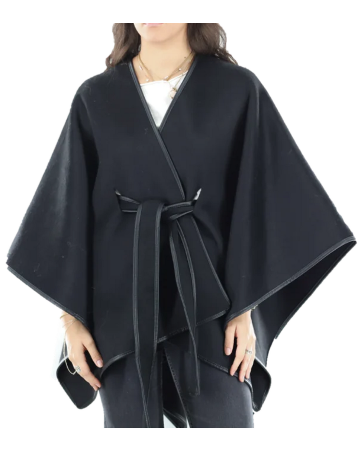 Cape with PU Leather piping  - TNF2611