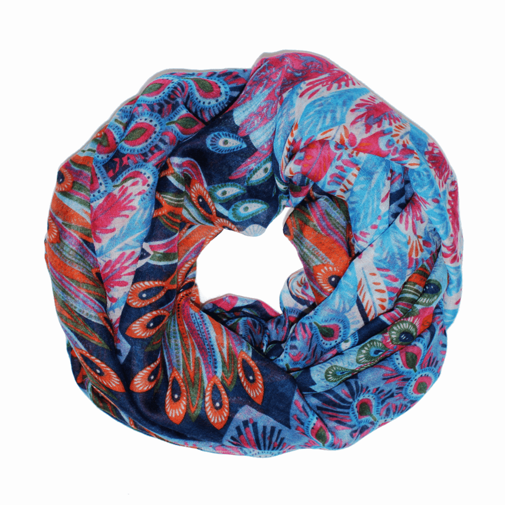 Infinity Peacock Print Scarf - Fuchsia Combo - Scarf - La Fiorentina A01