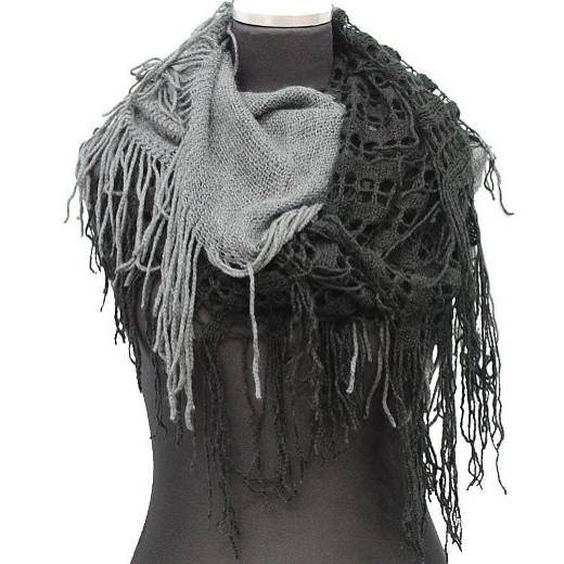 Dark deals grey Fringe sculptured Scarf,versatile scarf