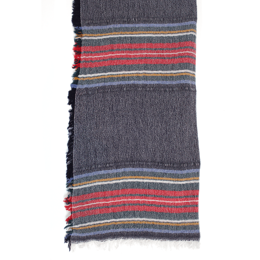 Italian Stripe Scarf with Fringe - Navy - Scarf - La Fiorentina STUART