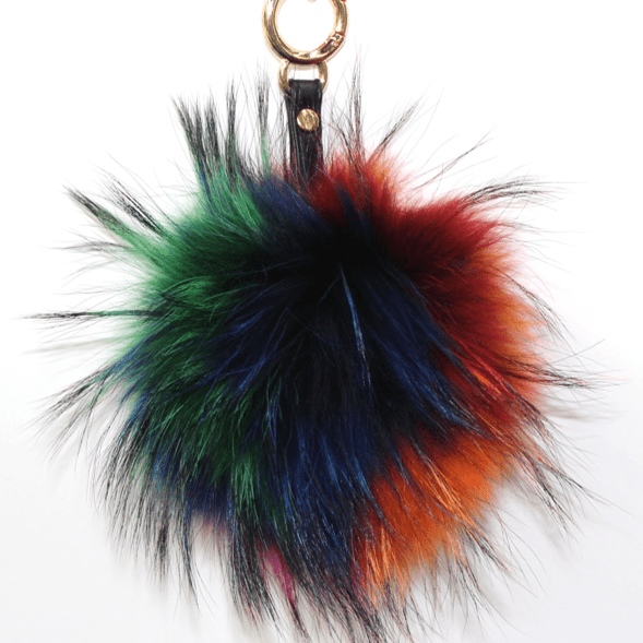 Key Chain Raccoon Pom -  - La Fiorentina Real Fur Pom Pom