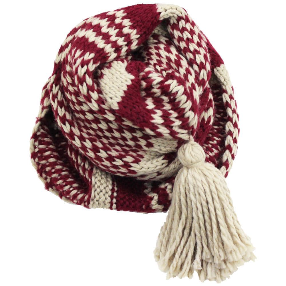 Knit Infinity Muffler w/ Tassel - Ruby/Oatmeal - Muffler - La Fiorentina KT13-11925