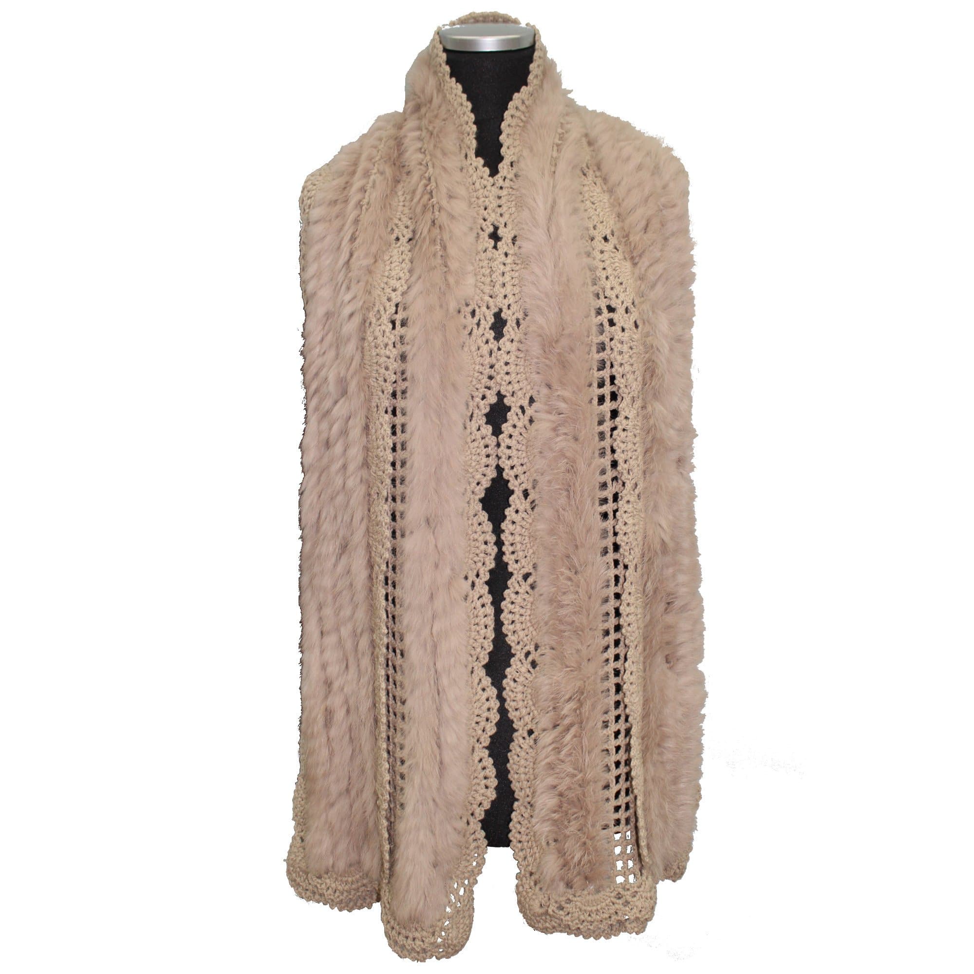 Knit Muffler with Genuine Rabbit Fur - Camel - One Size - Fur Muffler - La Fiorentina SH-10116J