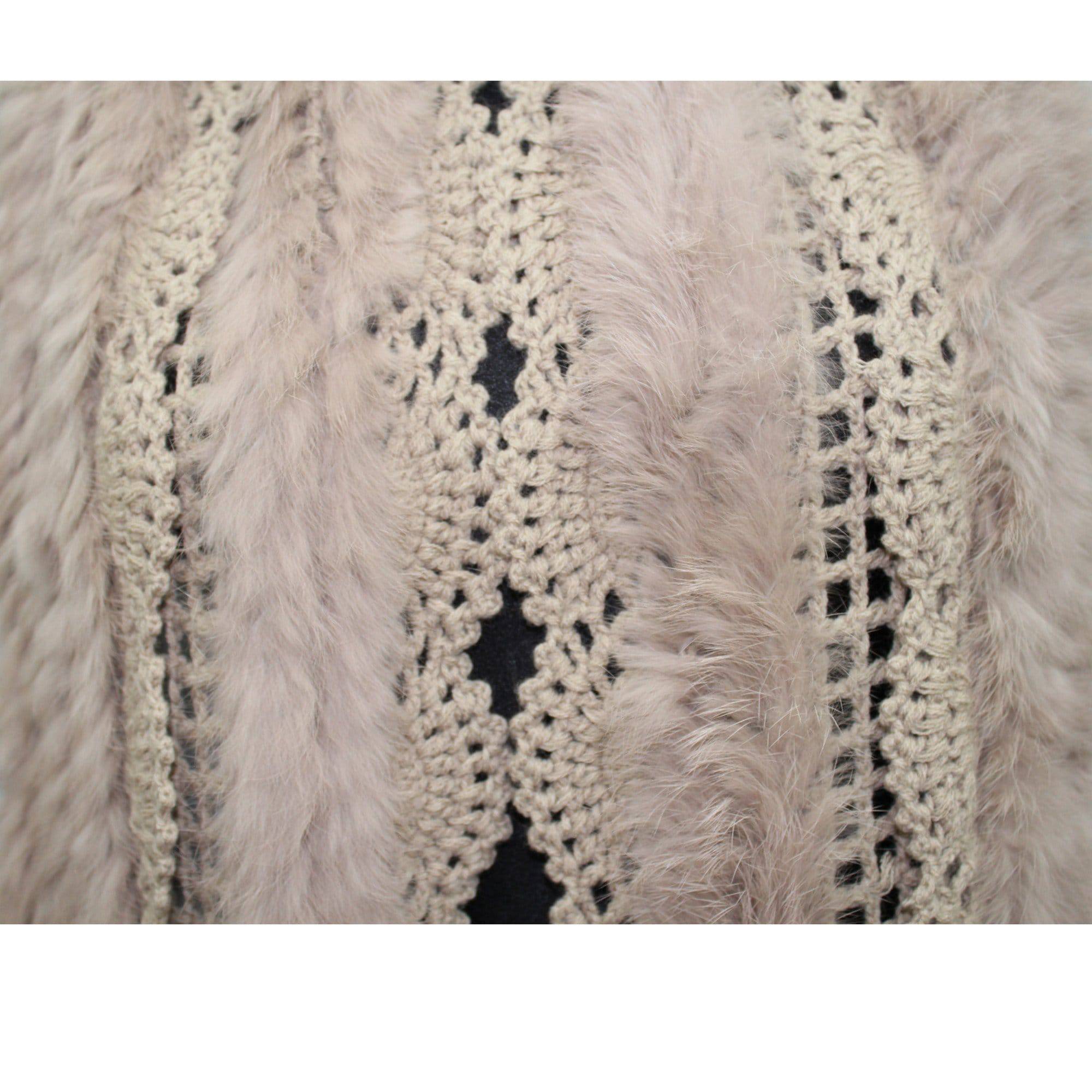 Knit Muffler with Genuine Rabbit Fur - Camel - One Size - Fur Muffler - La Fiorentina SH-10116J