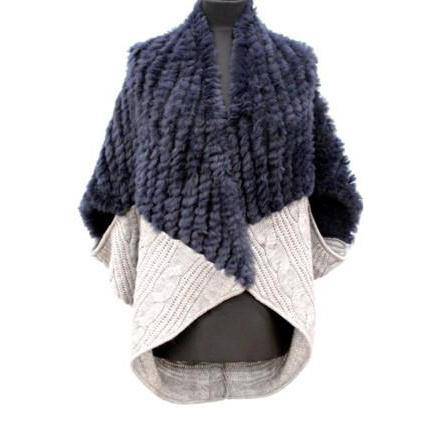 Knitted Cocoon With Rex- Navy/Grey - Sweater - La Fiorentina '302227