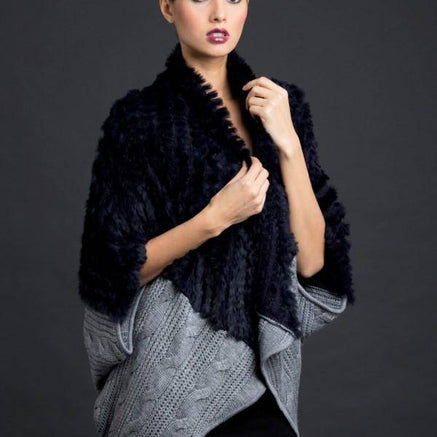 Knitted Cocoon With Rex- Navy/Grey - Sweater - La Fiorentina '302227