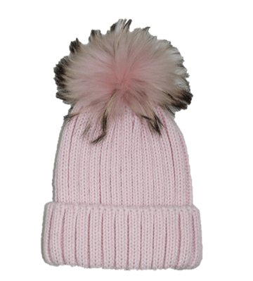 KNITTED HAT WITH FUR POM - BLACK - Hat - La Fiorentina, Blush NF16AC01