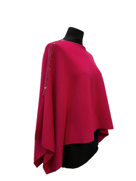Knitted Poncho with Embellishment - Poncho - La Fiorentina, Rose BE1919