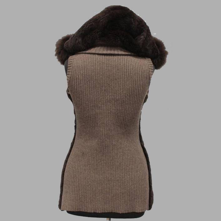 Knitted Rabbit Vest/ Fox Trims - Fur Vest - La Fiorentina KAI-1401 Rabbit