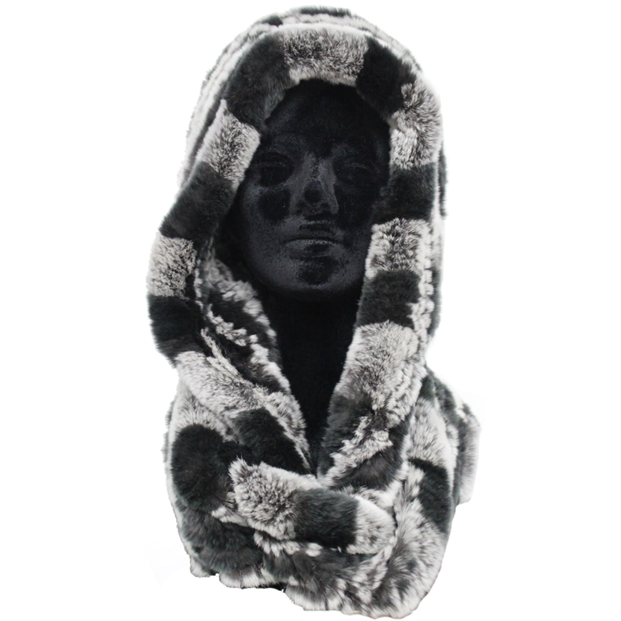 Knitted Rex Rabbit Fur Hat with Attached Fur Grey - Hat - La Fiorentina S-14A