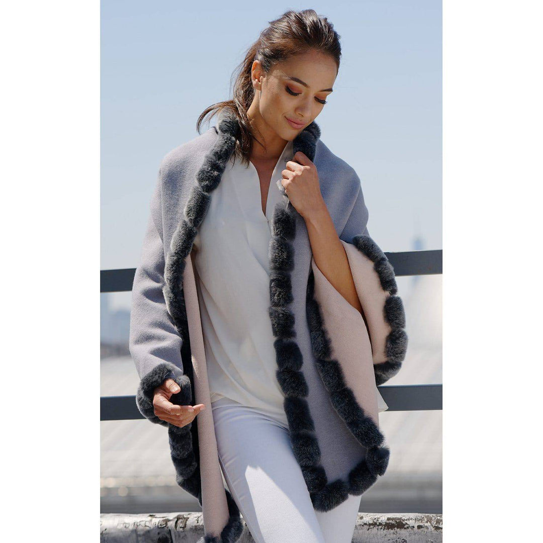 Rabbit fur online trimmed wrap