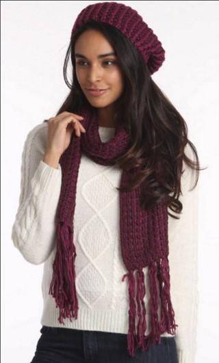 La Fiorentina | 2 PC Set. Two tone Scarf and Beret - Purple -  - La Fiorentina A2HA