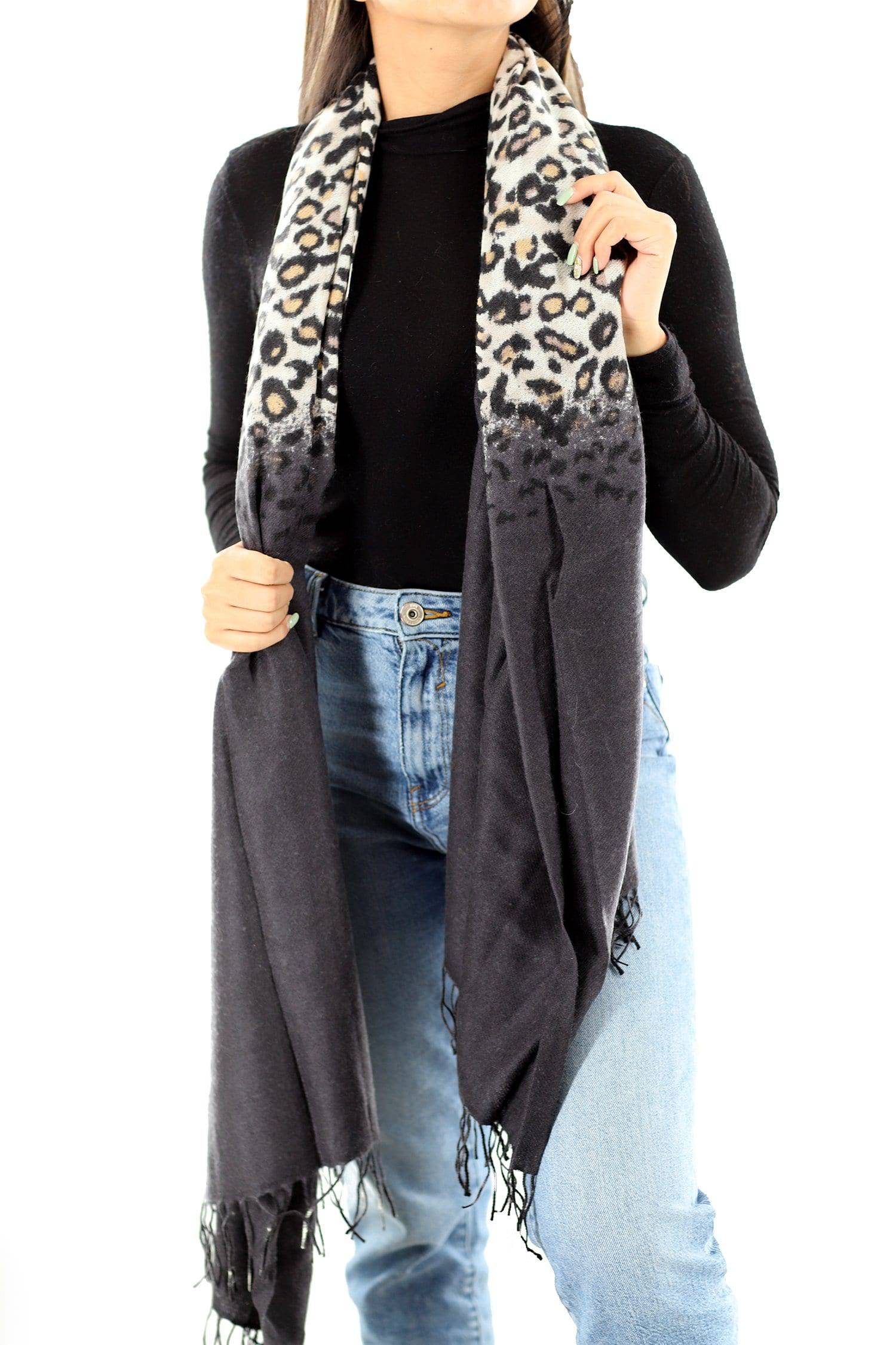 La Fiorentina | Cashmere Shawl - Grey/Print - Shawls - La Fiorentina GZLDP1601