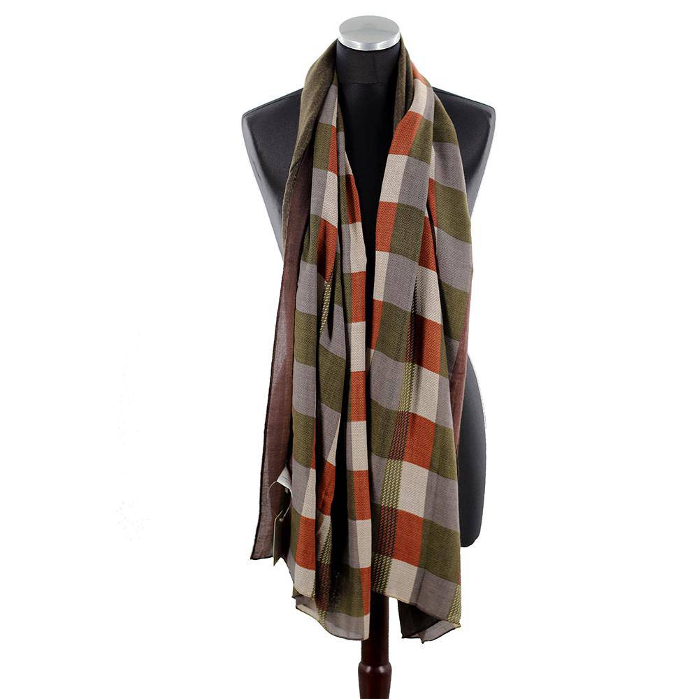 La Fiorentina Checkered Print Lightweight Wrap 100% Polyester - Green - scarf - La Fiorentina WX02