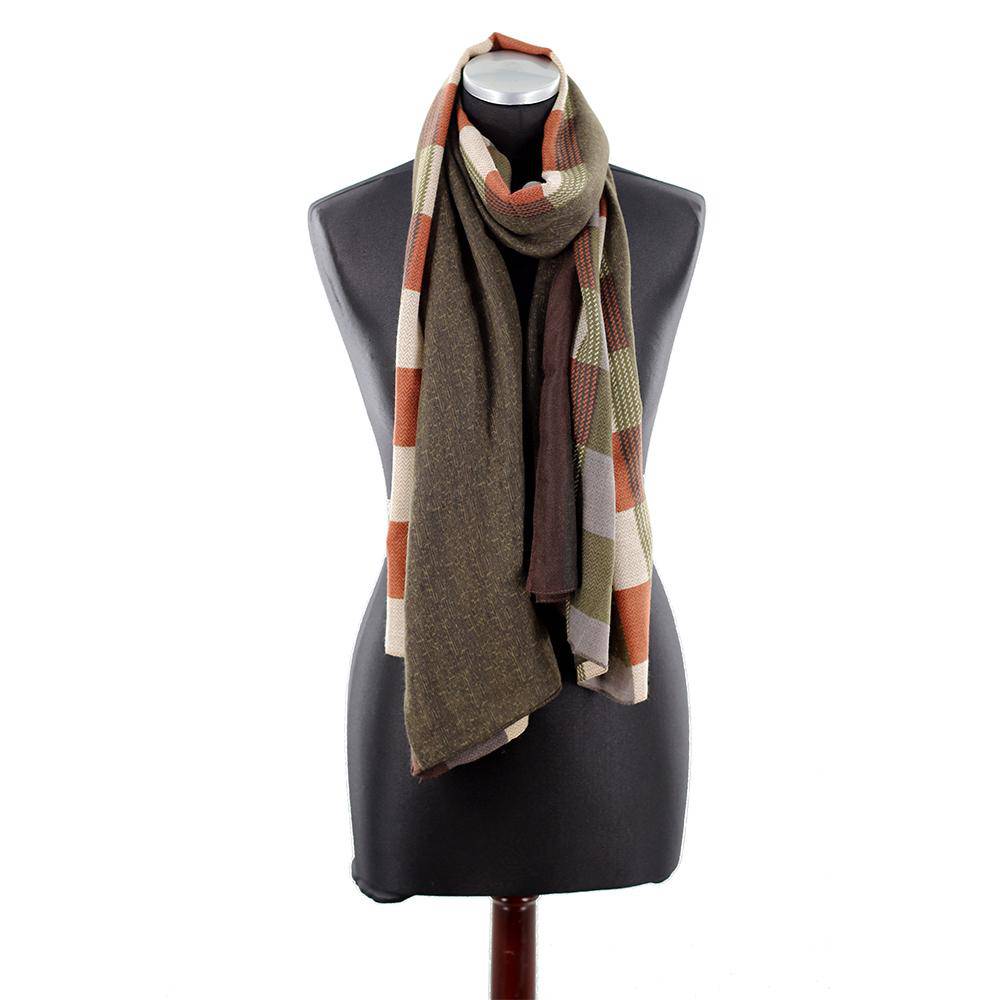 La Fiorentina Checkered Print Lightweight Wrap 100% Polyester - Green - scarf - La Fiorentina WX02